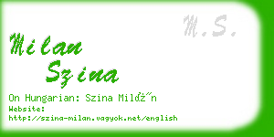 milan szina business card